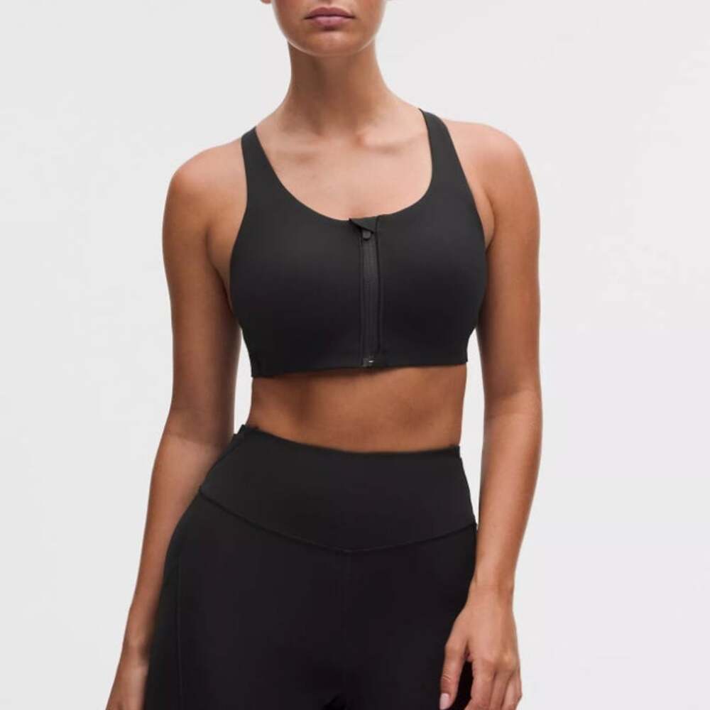 Lululemon Black Activewear High Support Front Zip Enlite Sports Bra Size 34D